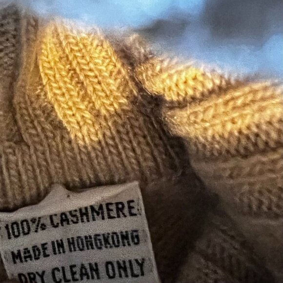 Mary‎ Ann Restivo Womens  Turtleneck Sweater 100% Cashmere S Beige Ribbed - Picture 5 of 9